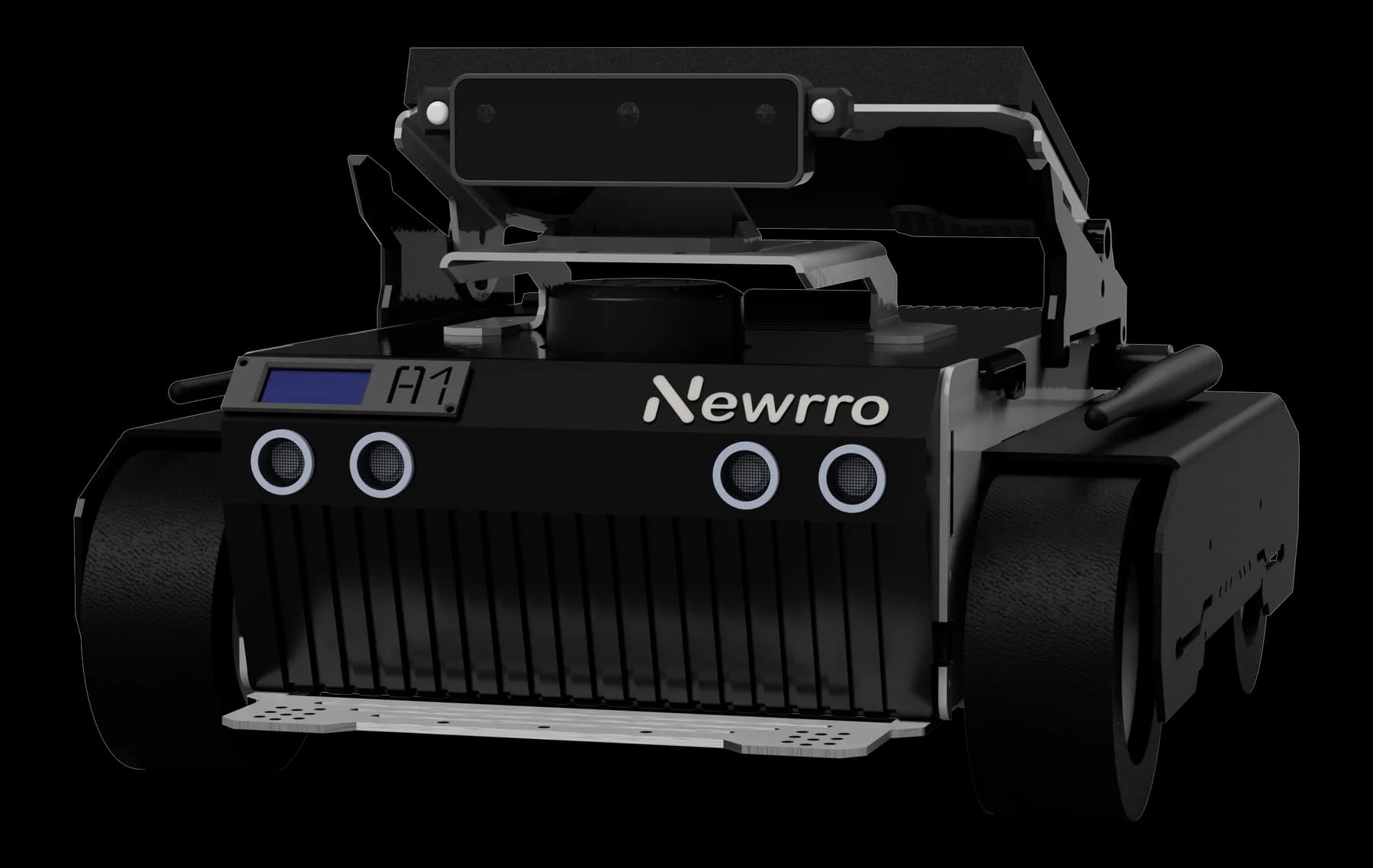 ARJUNA from the front, with depth camera and ultrasonic array